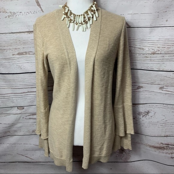 NWOT J.Crew Oatmeal Tiered Ruffle Cardigan - Picture 3 of 8